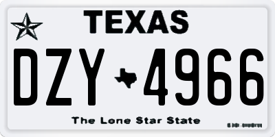 TX license plate DZY4966
