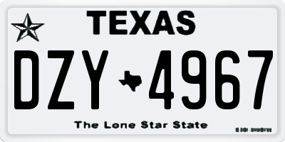 TX license plate DZY4967