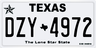 TX license plate DZY4972