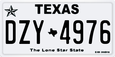 TX license plate DZY4976