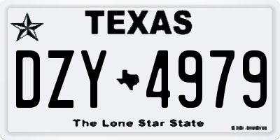 TX license plate DZY4979