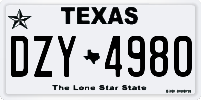 TX license plate DZY4980