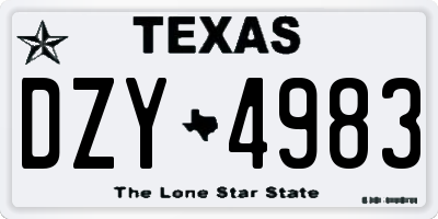 TX license plate DZY4983