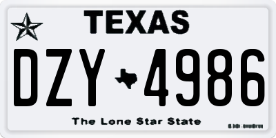 TX license plate DZY4986