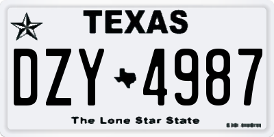 TX license plate DZY4987