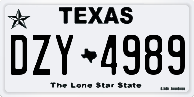 TX license plate DZY4989