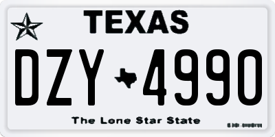 TX license plate DZY4990