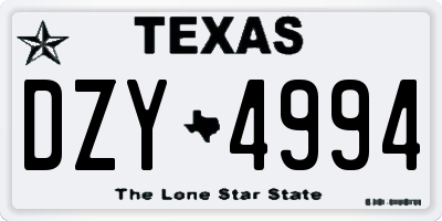 TX license plate DZY4994