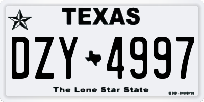 TX license plate DZY4997