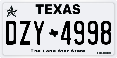 TX license plate DZY4998