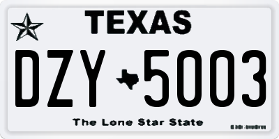 TX license plate DZY5003