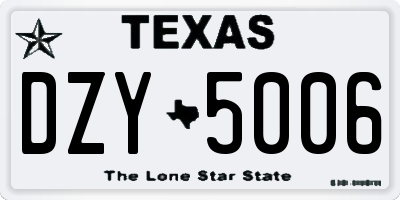 TX license plate DZY5006