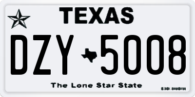 TX license plate DZY5008