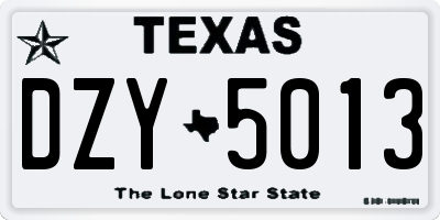 TX license plate DZY5013