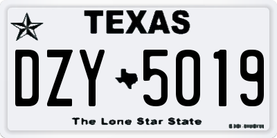 TX license plate DZY5019