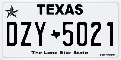 TX license plate DZY5021