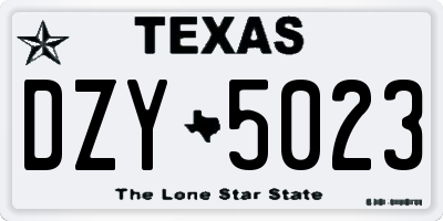 TX license plate DZY5023