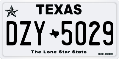 TX license plate DZY5029