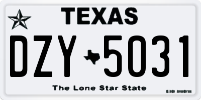 TX license plate DZY5031