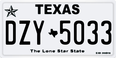 TX license plate DZY5033
