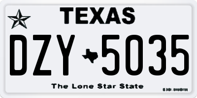 TX license plate DZY5035