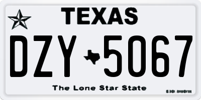 TX license plate DZY5067