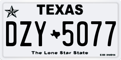TX license plate DZY5077