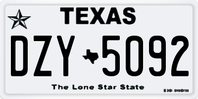 TX license plate DZY5092