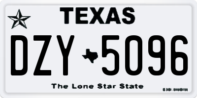 TX license plate DZY5096