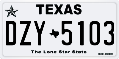 TX license plate DZY5103