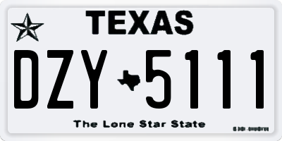 TX license plate DZY5111