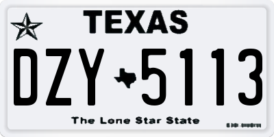 TX license plate DZY5113