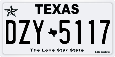 TX license plate DZY5117