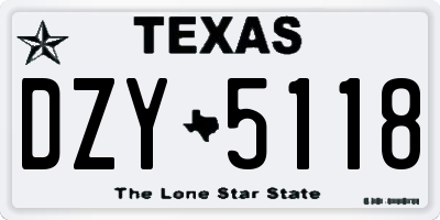 TX license plate DZY5118