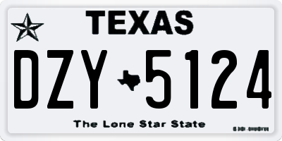 TX license plate DZY5124