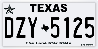 TX license plate DZY5125
