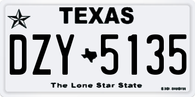TX license plate DZY5135