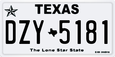 TX license plate DZY5181