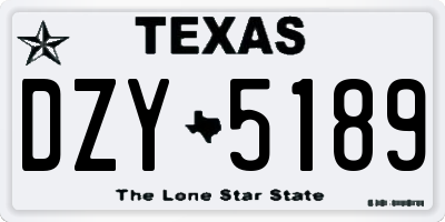 TX license plate DZY5189