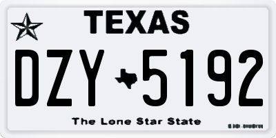 TX license plate DZY5192