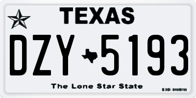 TX license plate DZY5193