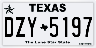 TX license plate DZY5197