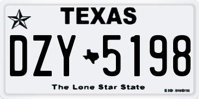 TX license plate DZY5198