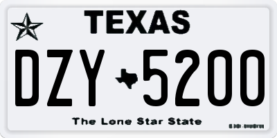 TX license plate DZY5200