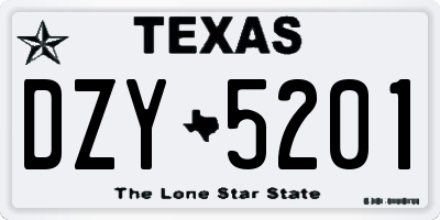TX license plate DZY5201