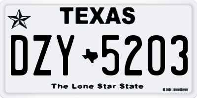 TX license plate DZY5203