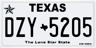 TX license plate DZY5205