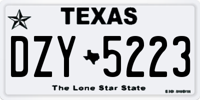 TX license plate DZY5223
