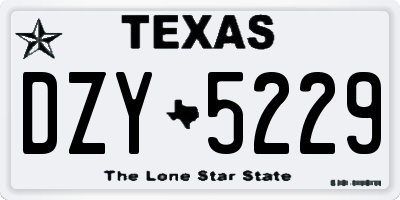 TX license plate DZY5229