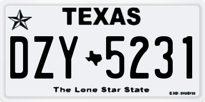 TX license plate DZY5231